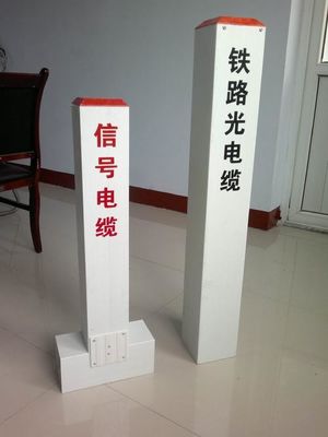 Gas Oil Warning Sign Post , Rectangle Fiberglass Marker Post For FRP Power Cable